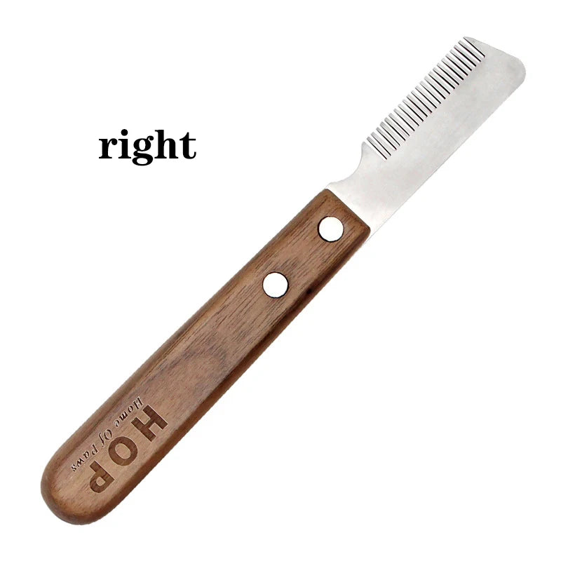 Professional Grooming Dog Comb Stainless Steel Wooden Handle Stripping Knife Pet Hair Remover Pluck Excess Undercoat accessories