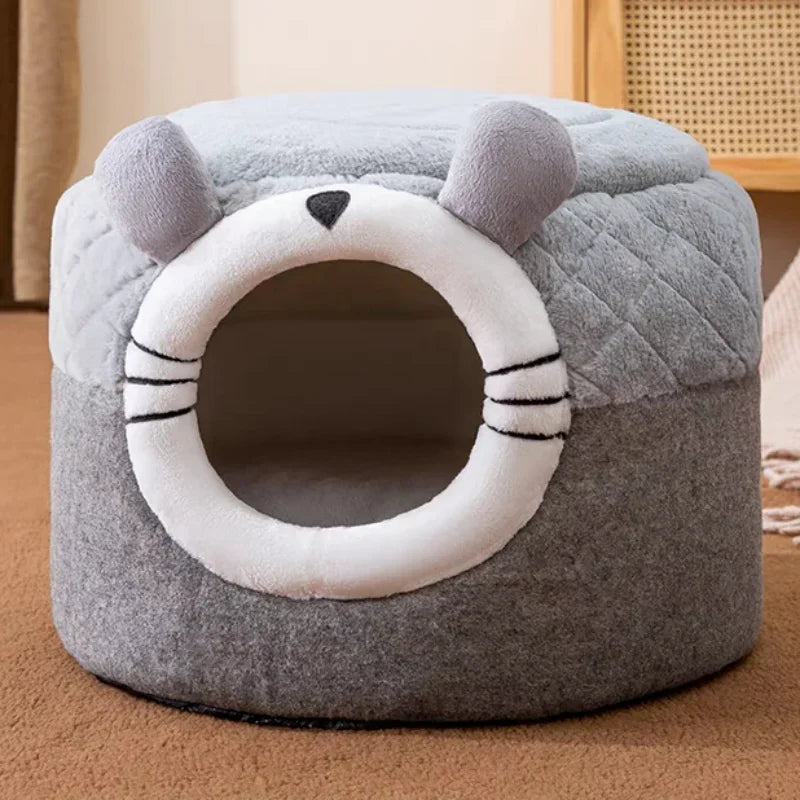 Cute Cat Bed Pet Dog House Winter Cat Villa Sleep Kennel Removable Warm Nest Enclosed Tents Cave Sofa Pet Supplies Accessory